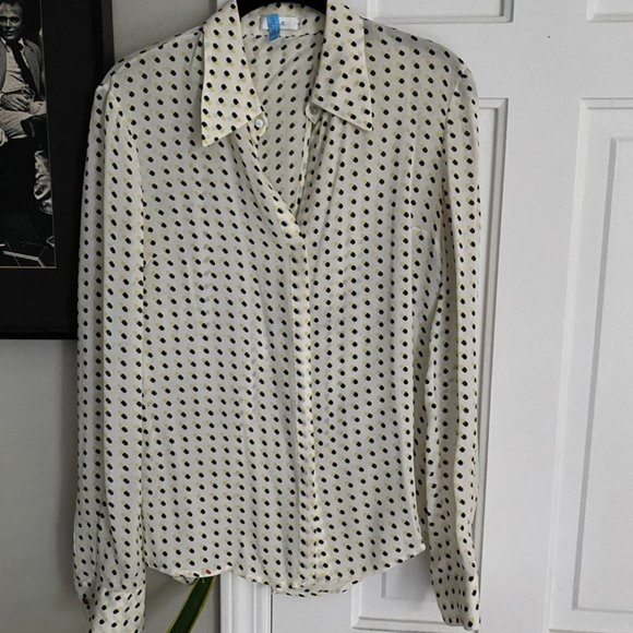 A.L.C. Carolynn ‘Happy Pill’ Silk Buttondown Blouse - Picture 3 of 6